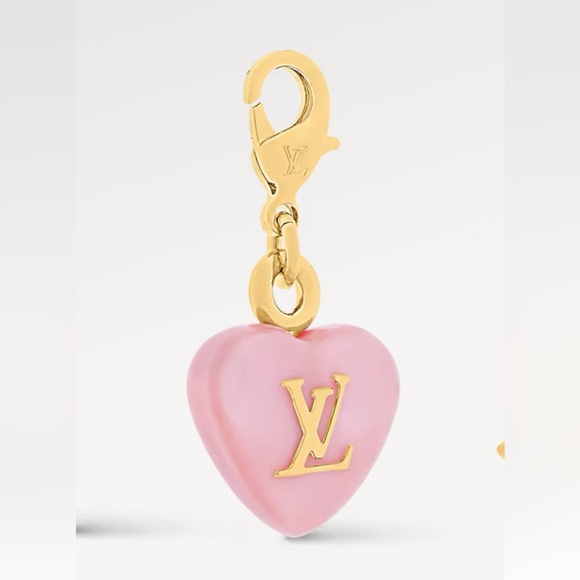 Louis Vuitton Jewelry - Louis Vuitton Pink Heart Charm with Gold LV Details and clasp New with tags